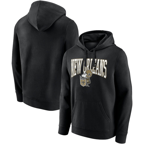 Men's New Orleans Saints Black Gridiron Classics Campus Standard Pullover Hoodie